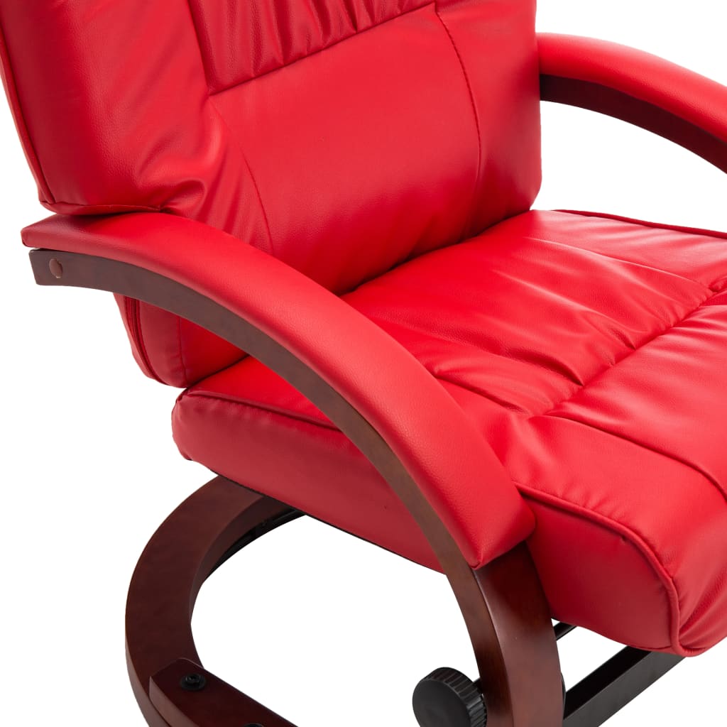 Liegesessel mit Fußhocker Rot Kunstleder