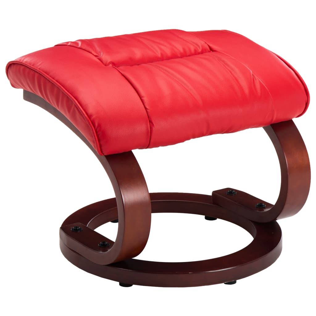 Liegesessel mit Fußhocker Rot Kunstleder
