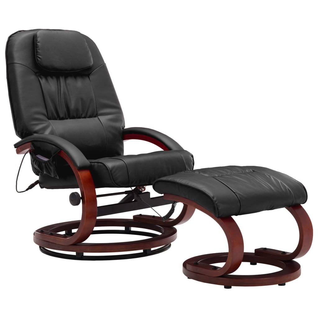 Massagesessel mit Fußhocker Schwarz Kunstleder