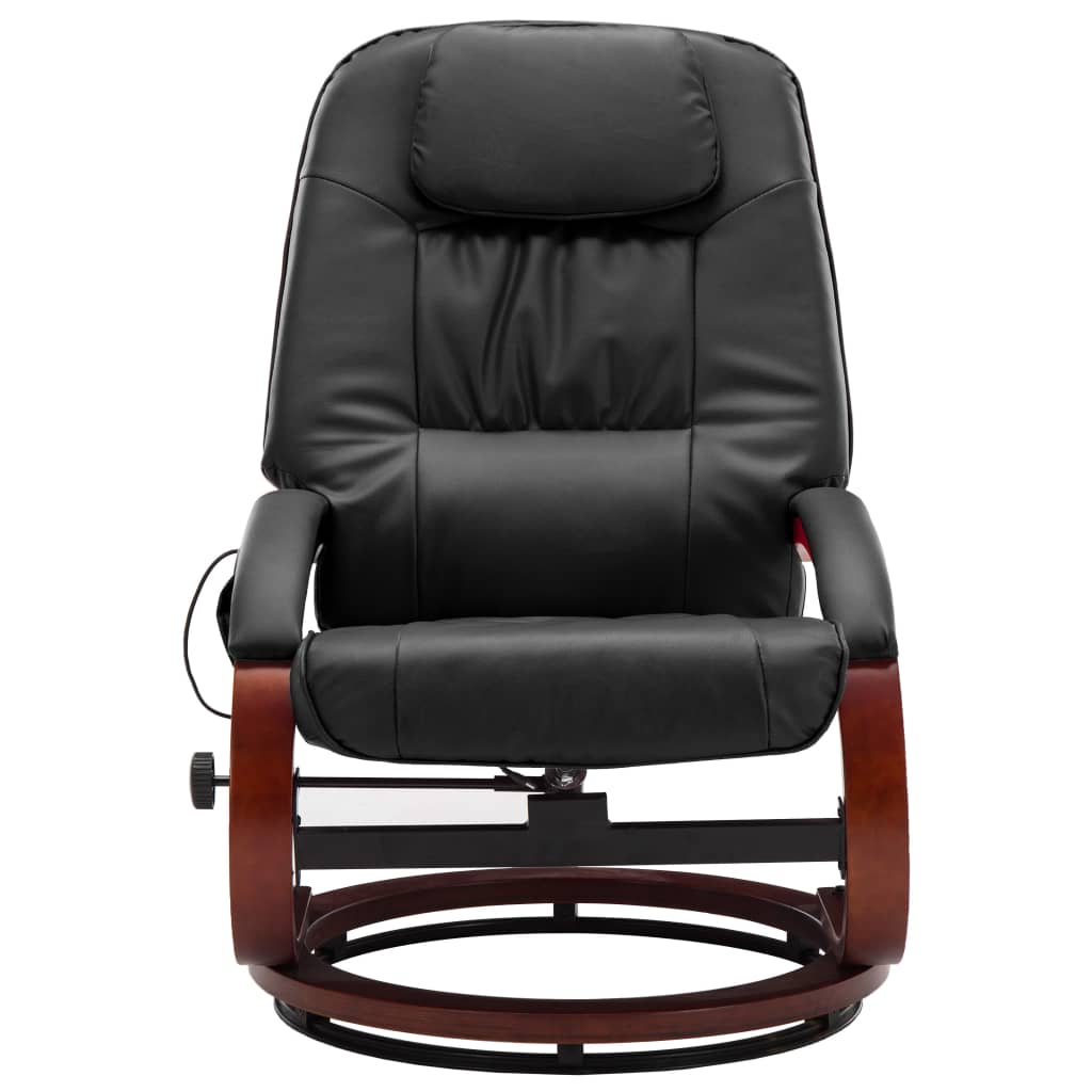 Massagesessel mit Fußhocker Schwarz Kunstleder