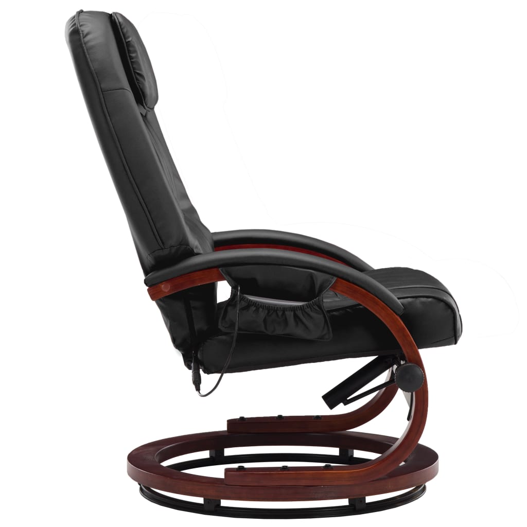 Massagesessel mit Fußhocker Schwarz Kunstleder