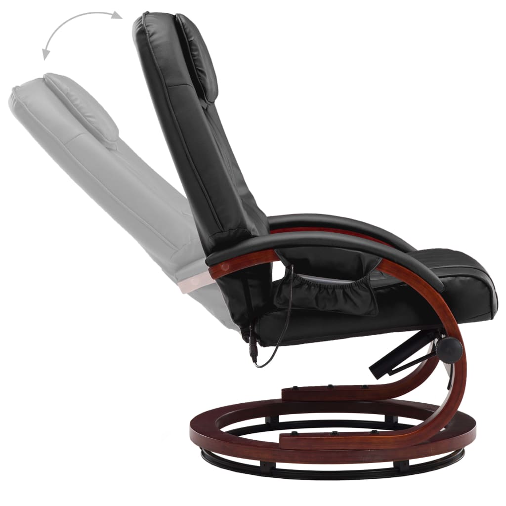 Massagesessel mit Fußhocker Schwarz Kunstleder
