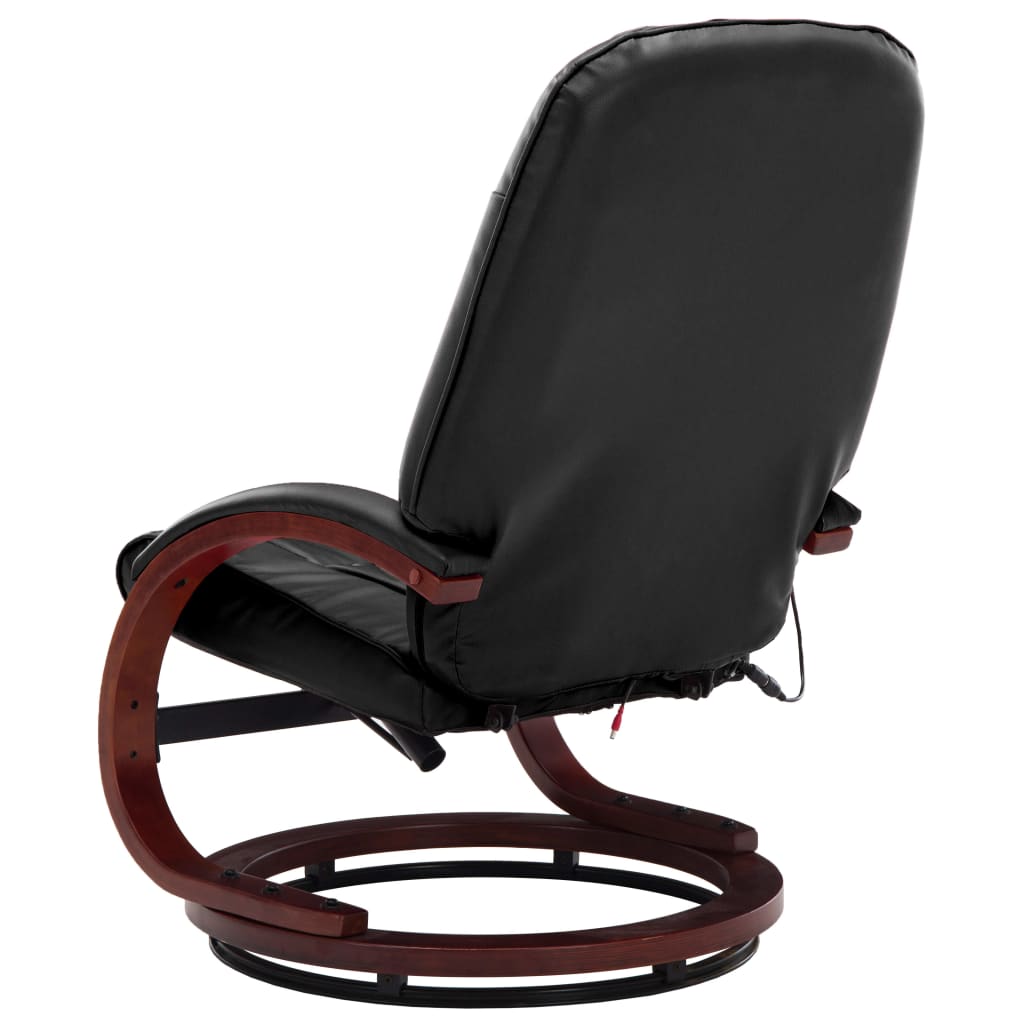 Massagesessel mit Fußhocker Schwarz Kunstleder