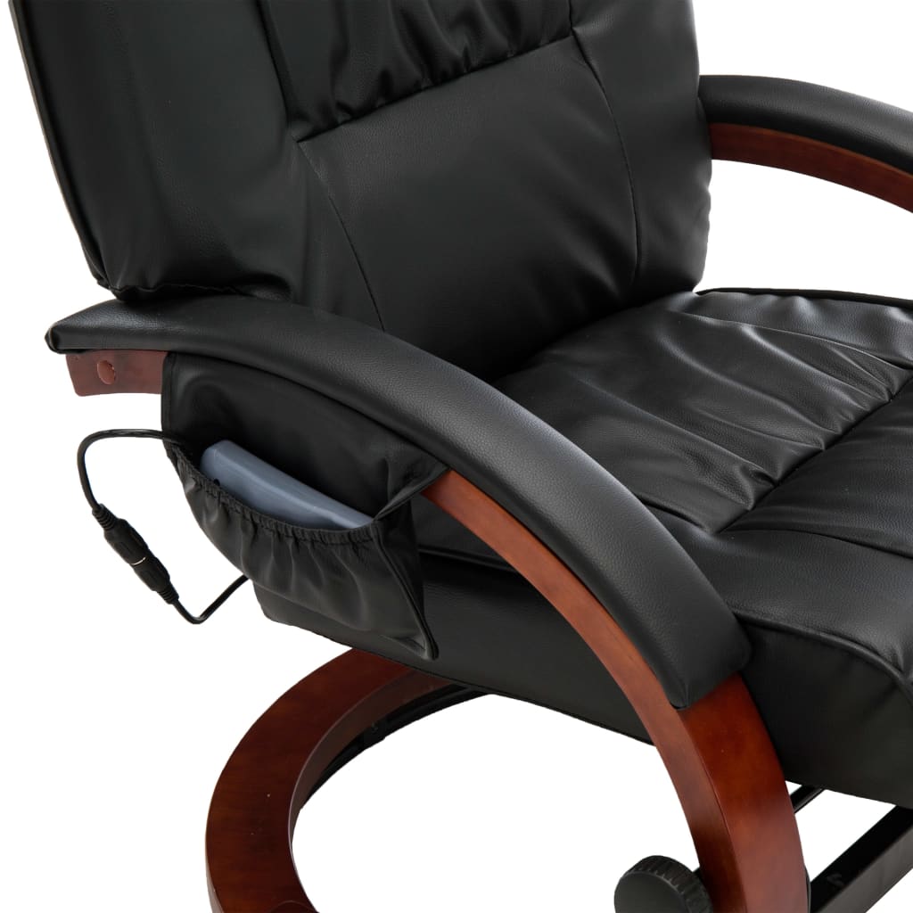 Massagesessel mit Fußhocker Schwarz Kunstleder