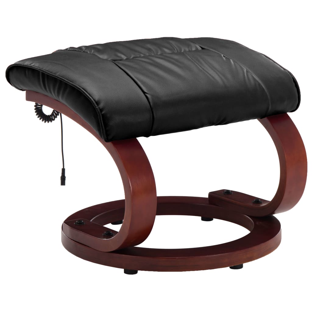 Massagesessel mit Fußhocker Schwarz Kunstleder