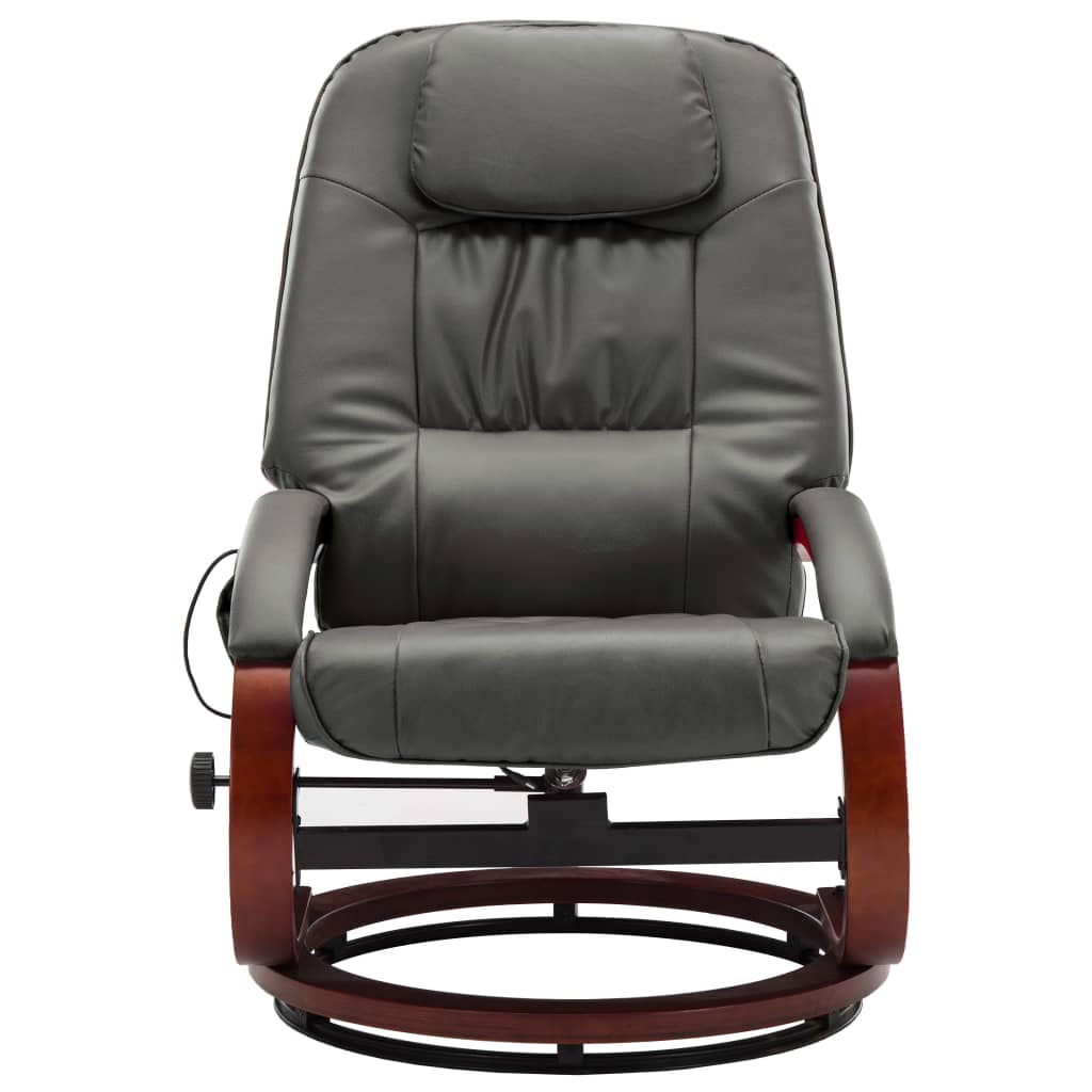 Massagesessel mit Fußhocker Grau Kunstleder