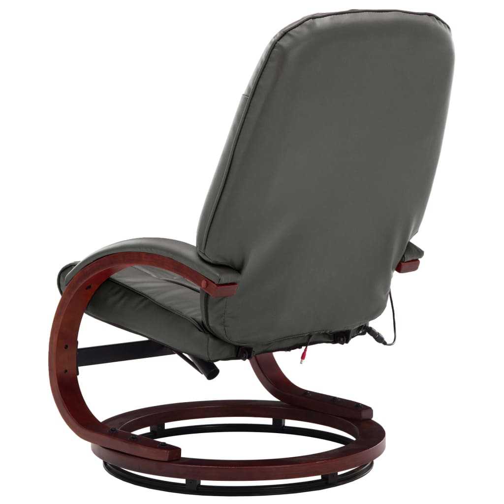 Massagesessel mit Fußhocker Grau Kunstleder