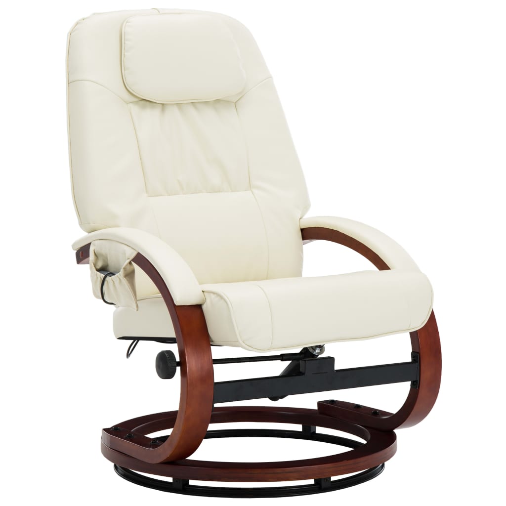 Massagesessel mit Fußhocker Creme Kunstleder