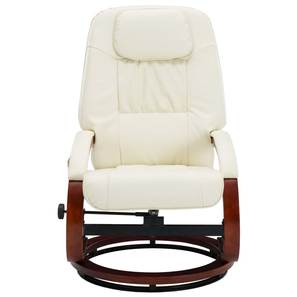 Massagesessel mit Fußhocker Creme Kunstleder