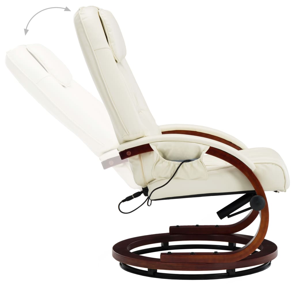Massagesessel mit Fußhocker Creme Kunstleder