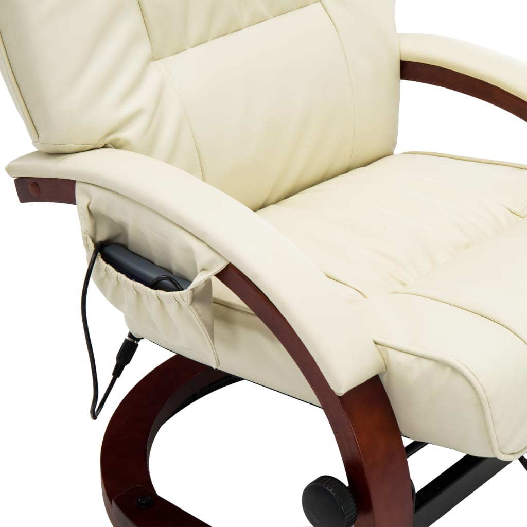 Massagesessel mit Fußhocker Creme Kunstleder