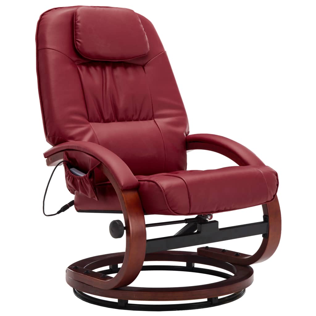 Massagesessel mit Fußhocker Weinrot Kunstleder