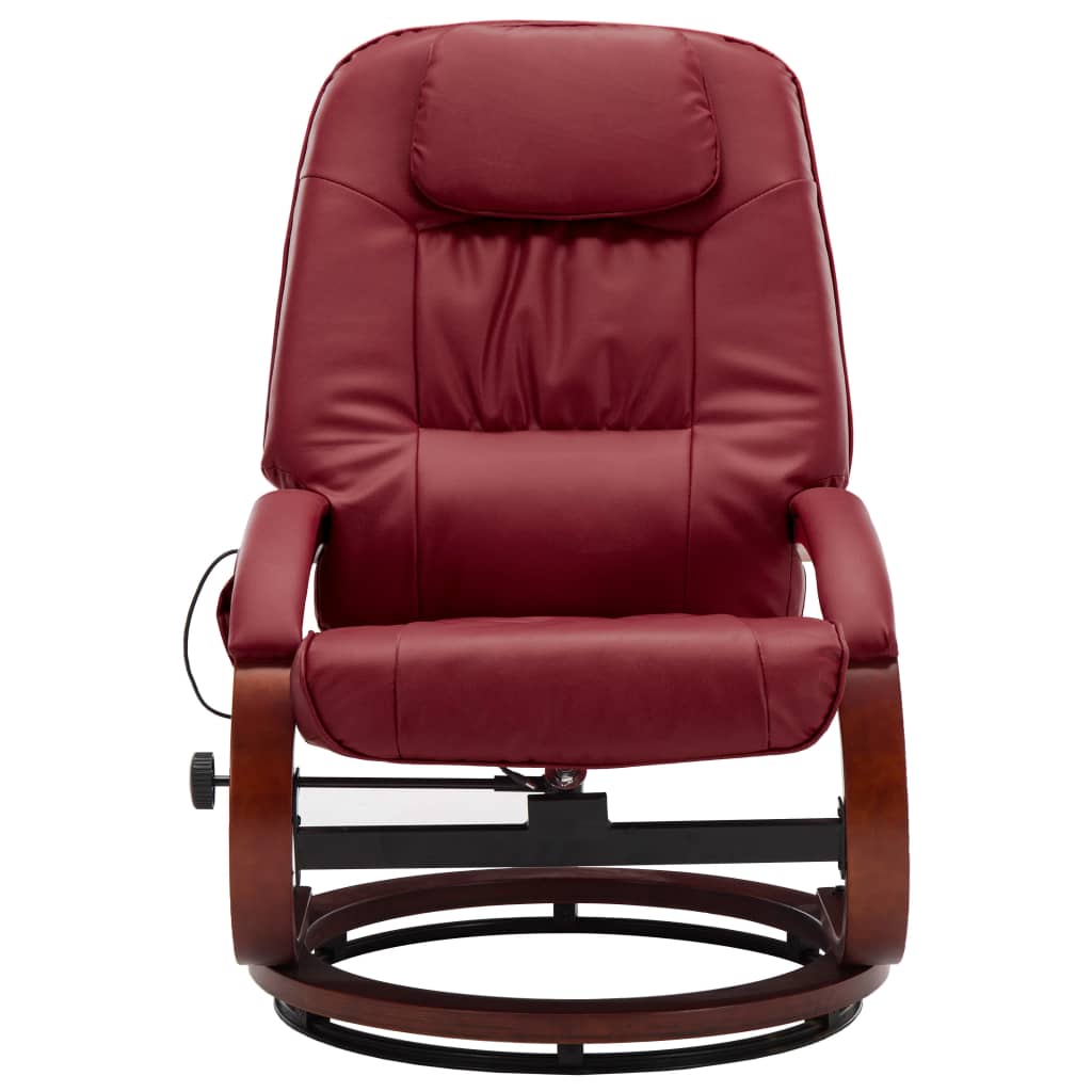 Massagesessel mit Fußhocker Weinrot Kunstleder