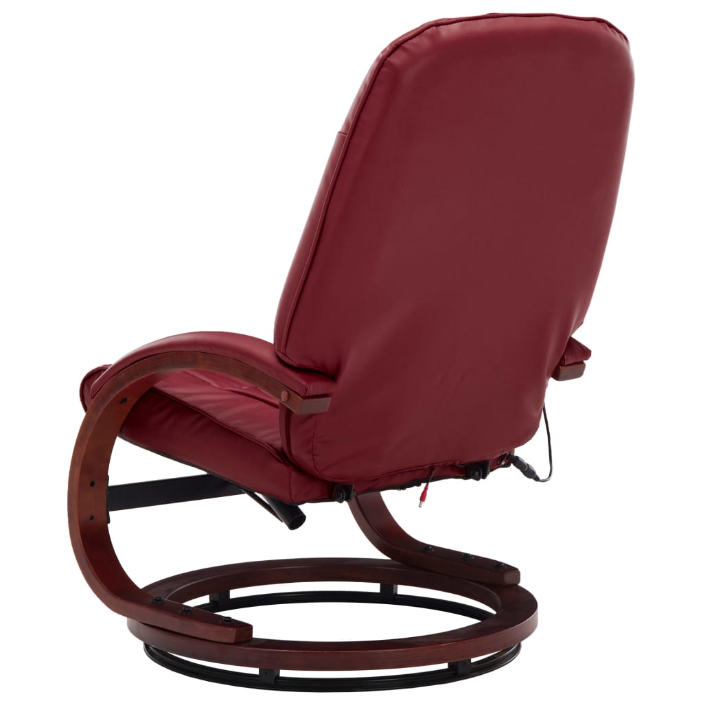 Massagesessel mit Fußhocker Weinrot Kunstleder