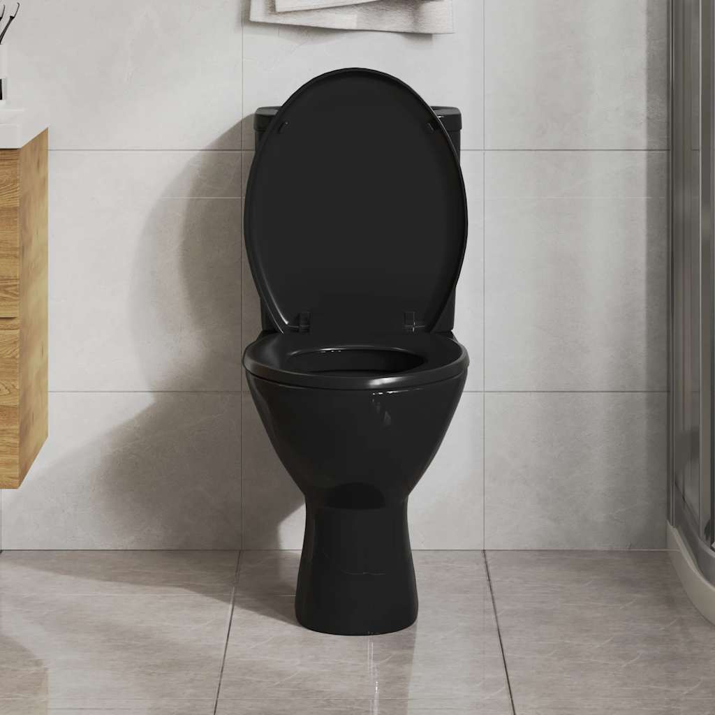 Toilettensitz mit Absenkautomatik und Quick-Release Schwarz