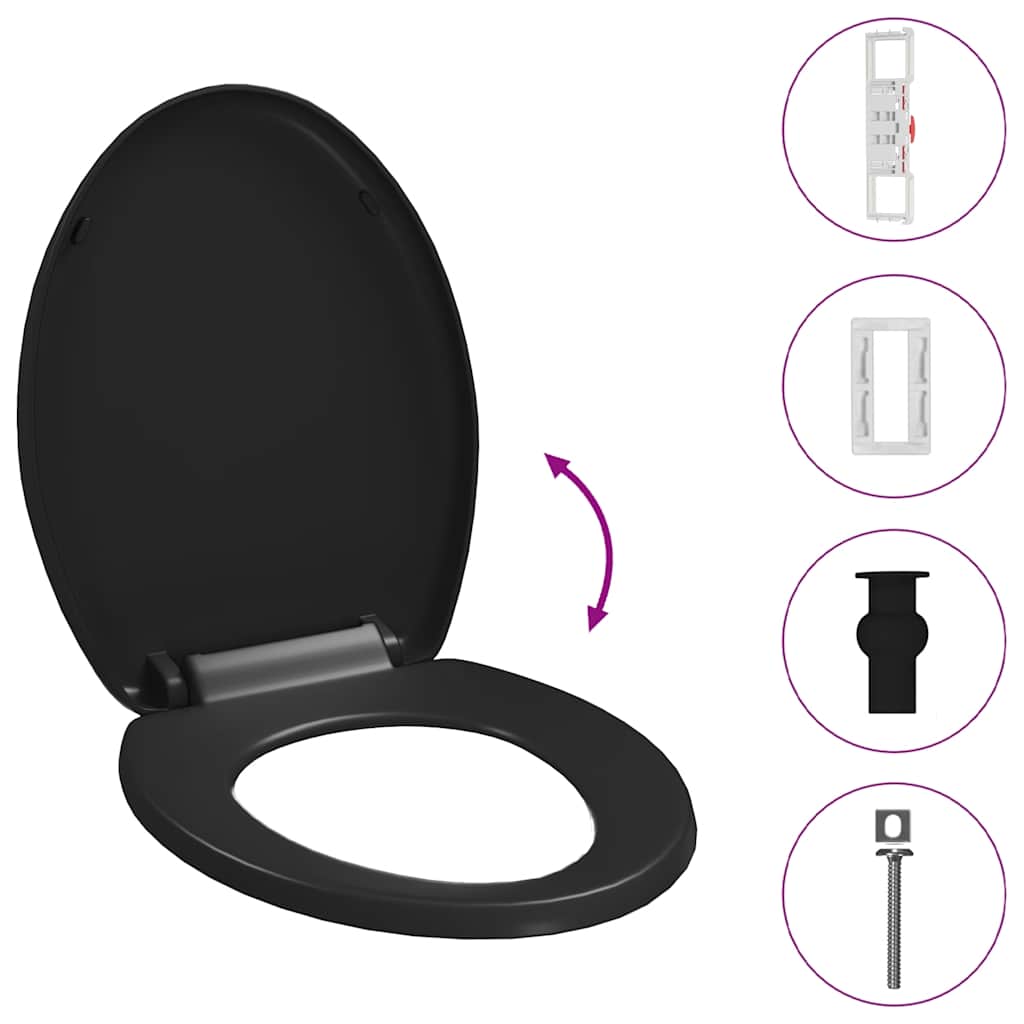 Toilettensitz mit Absenkautomatik und Quick-Release Schwarz