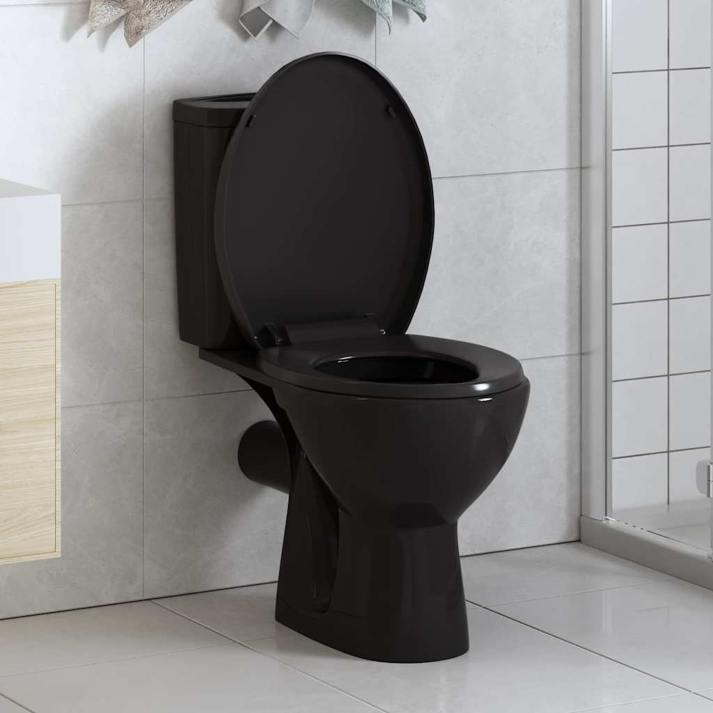 Toilettensitz mit Absenkautomatik und Quick-Release Schwarz