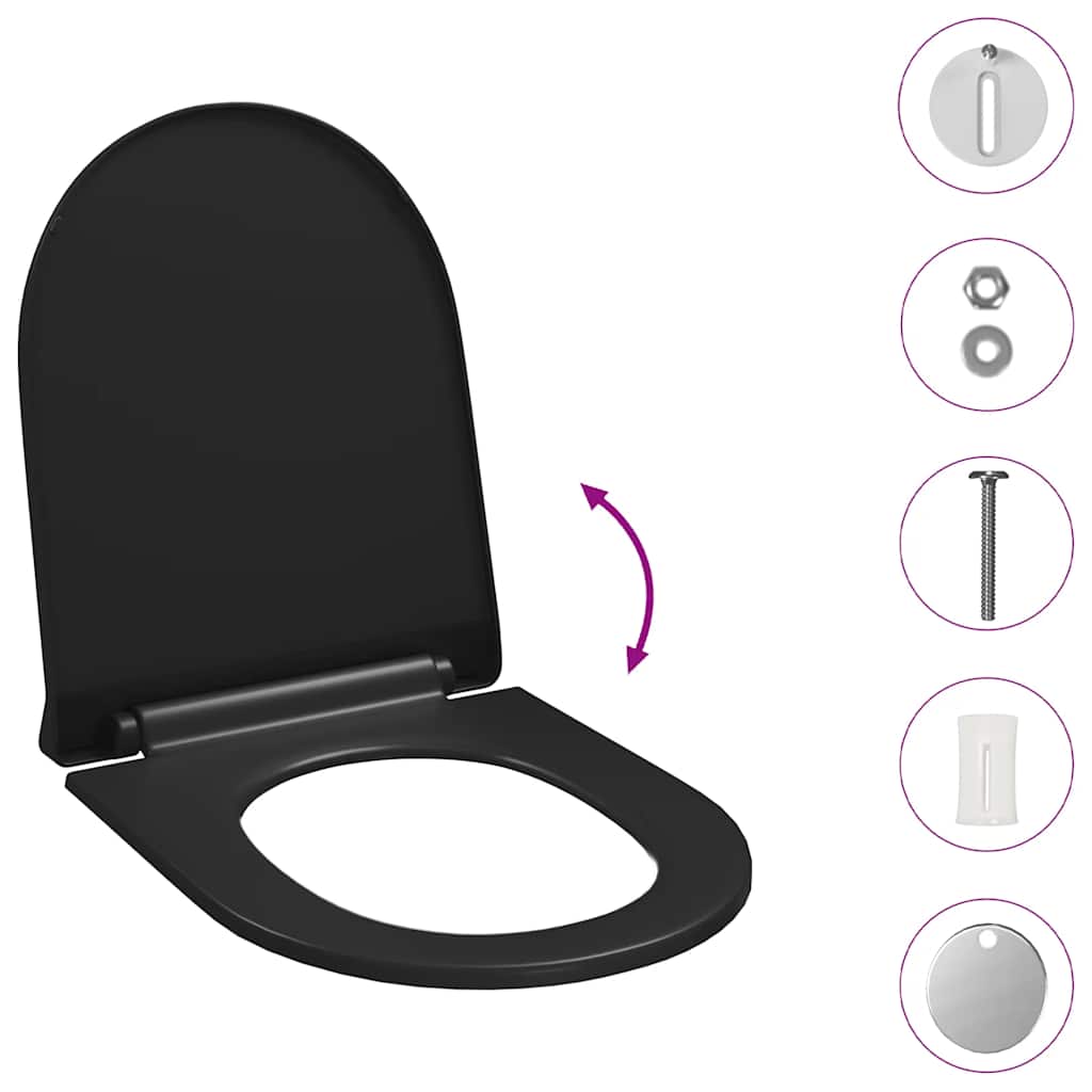 Toilettensitz mit Absenkautomatik und Quick-Release Schwarz