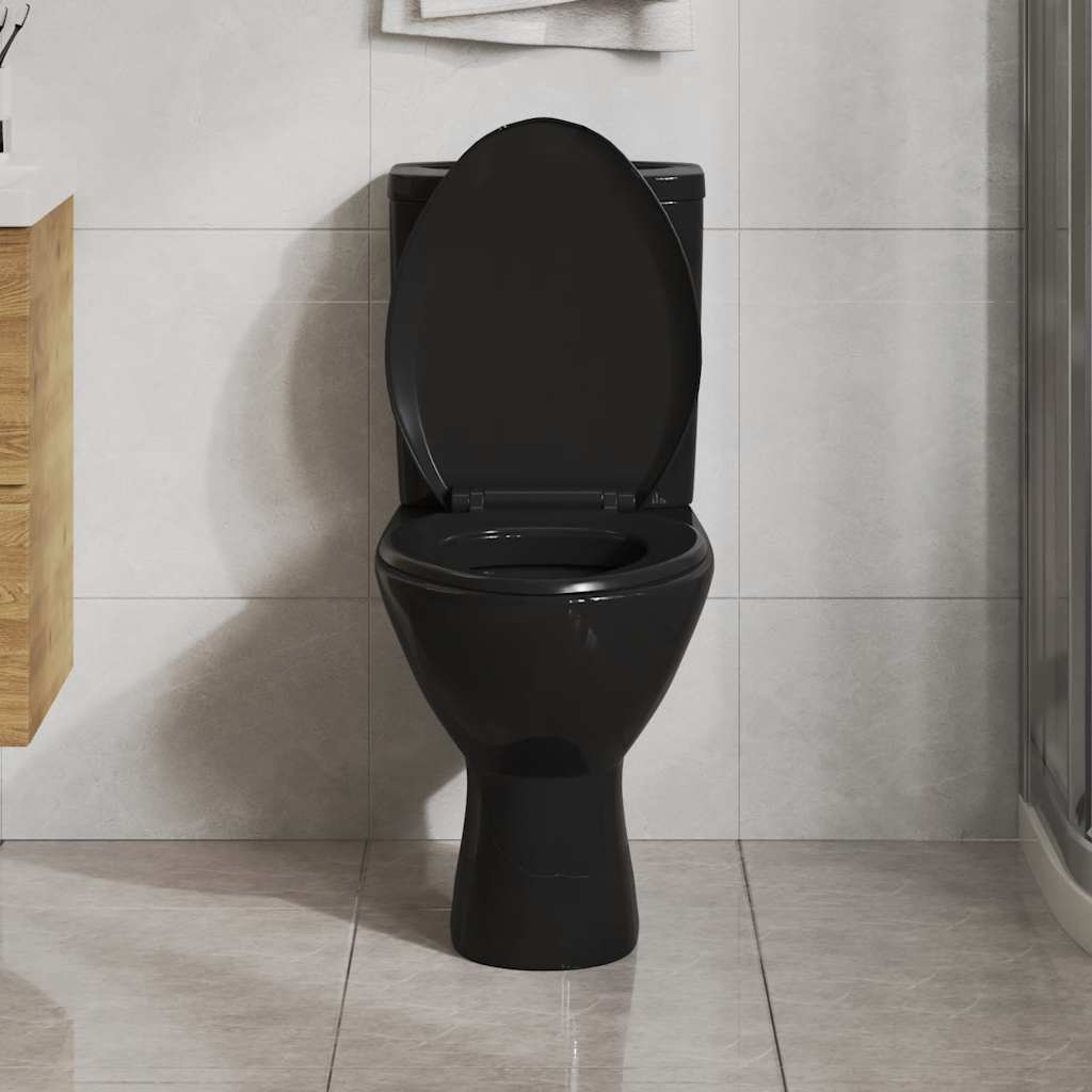 Toilettensitz mit Absenkautomatik und Quick-Release Schwarz