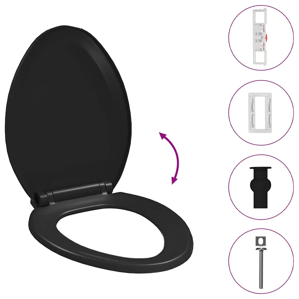 Toilettensitz mit Absenkautomatik und Quick-Release Schwarz