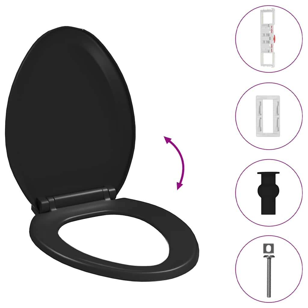 Toilettensitz mit Absenkautomatik und Quick-Release Schwarz