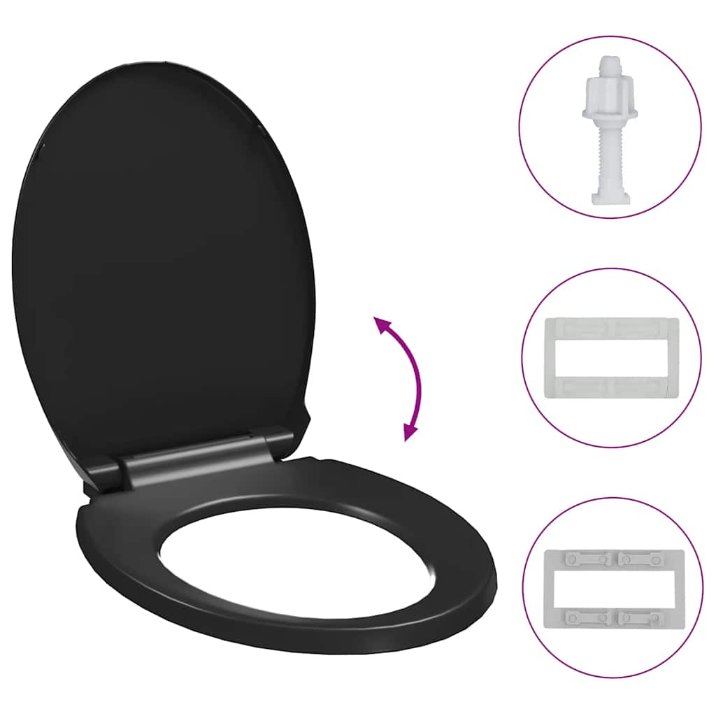 Toilettensitz mit Absenkautomatik und Quick-Release Schwarz