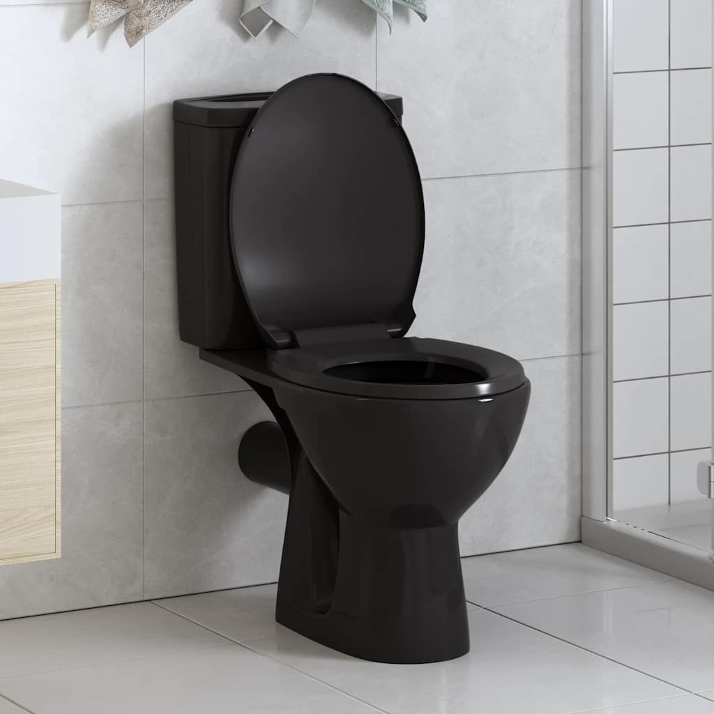 Toilettensitz mit Absenkautomatik und Quick-Release Schwarz