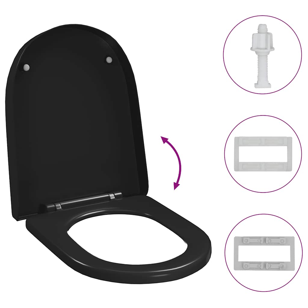 Toilettensitz mit Absenkautomatik und Quick-Release Schwarz