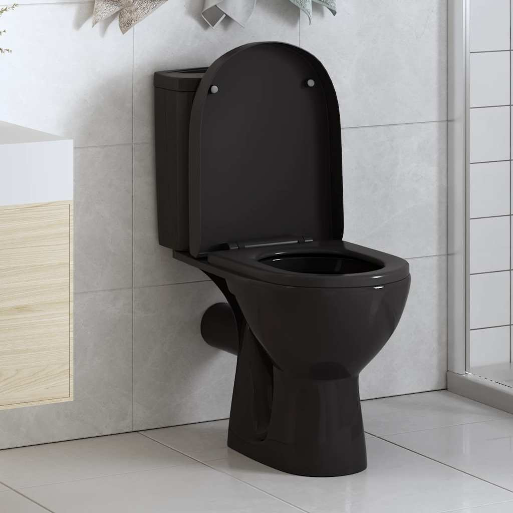 Toilettensitz mit Absenkautomatik und Quick-Release Schwarz