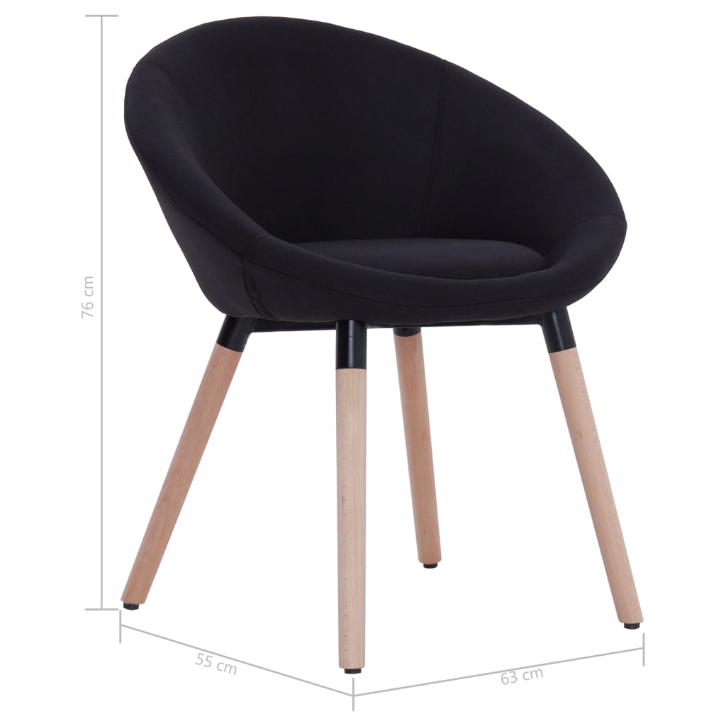 Esszimmerstühle 2 Stk. Schwarz Stoff