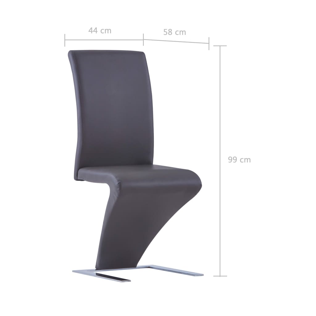 Esszimmerstühle in Zick-Zack-Form 2 Stk. Grau Kunstleder