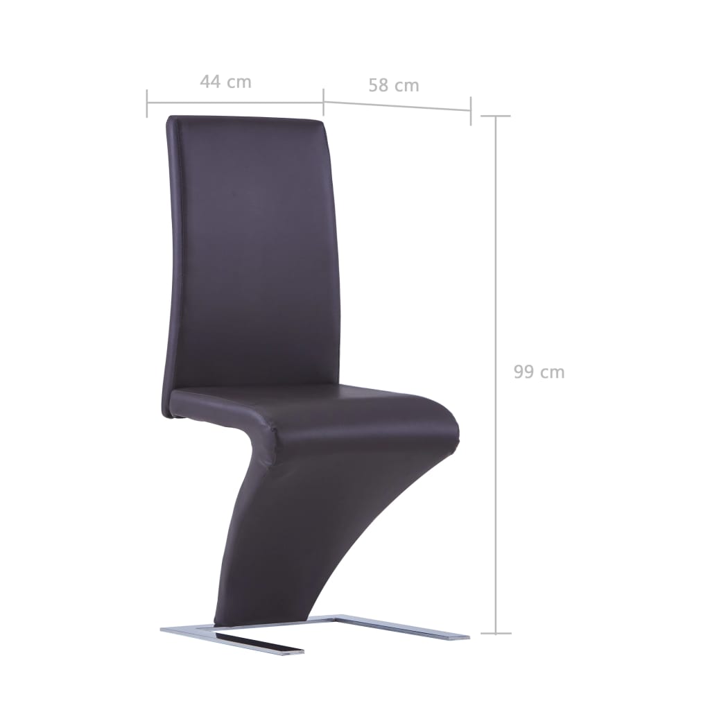 Esszimmerstühle in Zick-Zack-Form 2 Stk. Braun Kunstleder