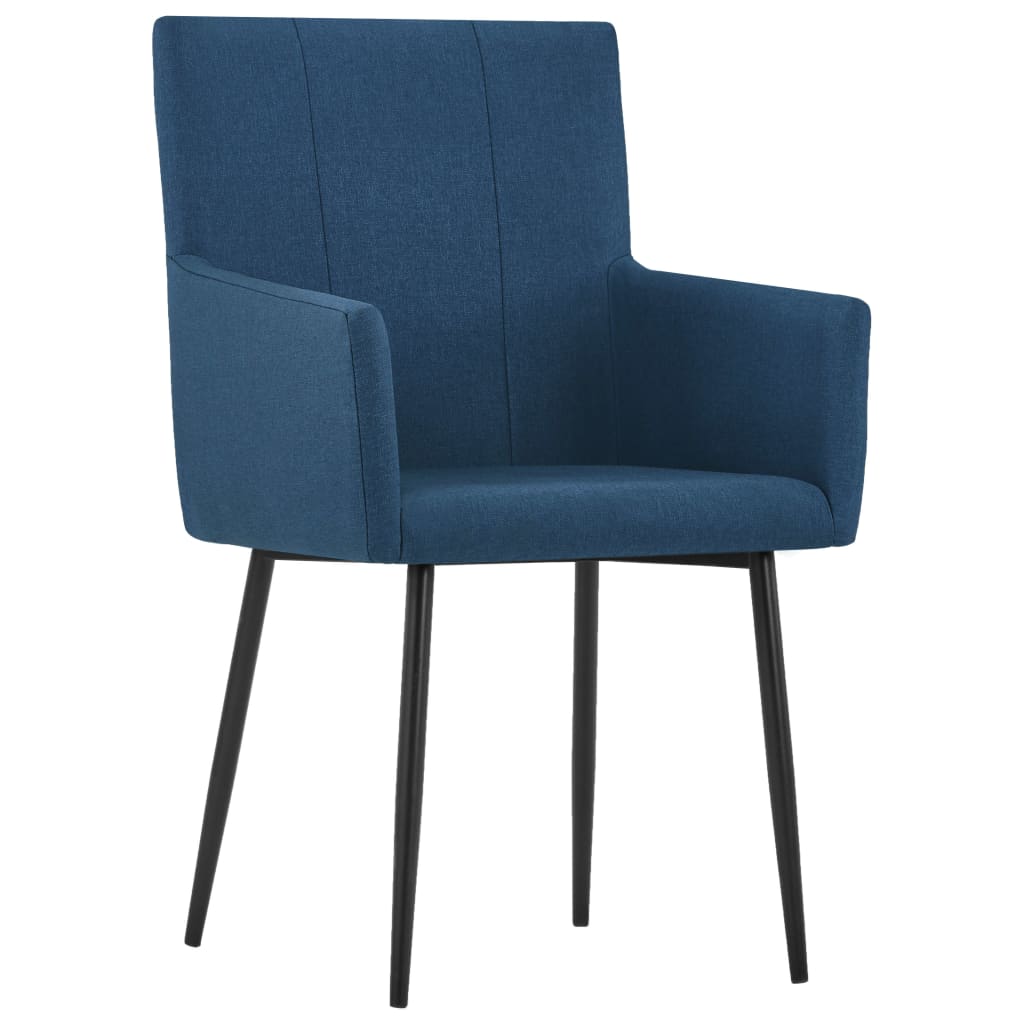 Esszimmerstühle mit Armlehnen 2 Stk. Blau Stoff