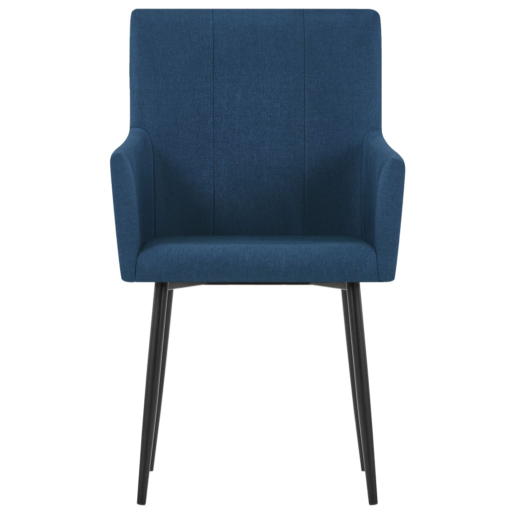 Esszimmerstühle mit Armlehnen 2 Stk. Blau Stoff