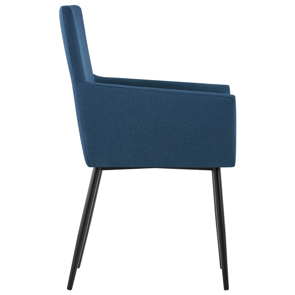 Esszimmerstühle mit Armlehnen 2 Stk. Blau Stoff