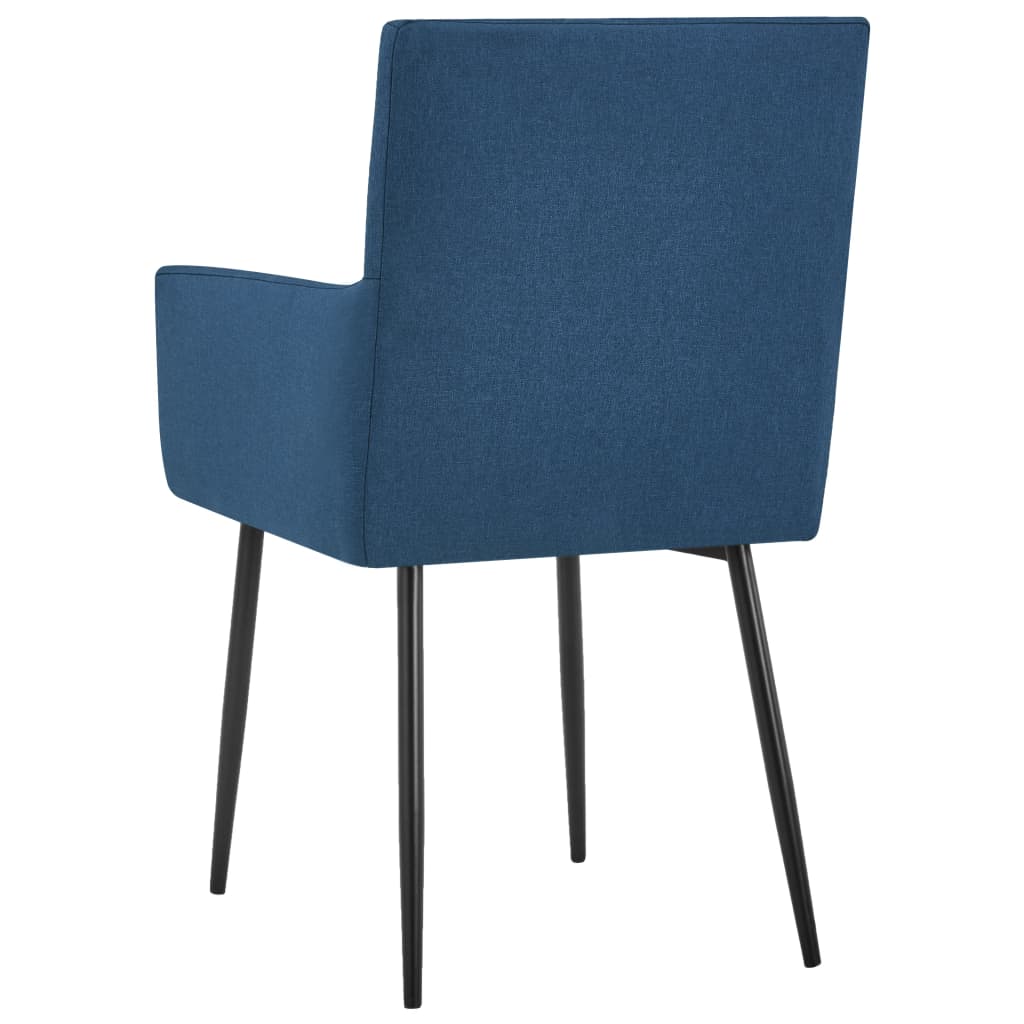 Esszimmerstühle mit Armlehnen 2 Stk. Blau Stoff