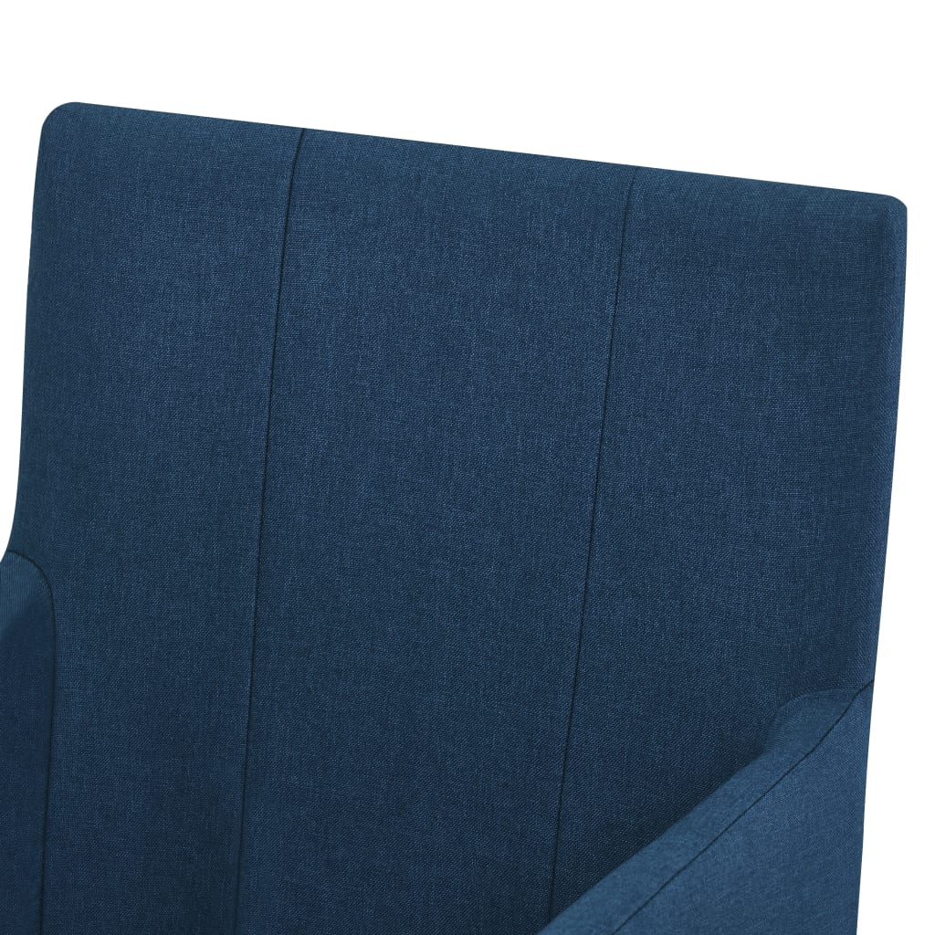 Esszimmerstühle mit Armlehnen 2 Stk. Blau Stoff
