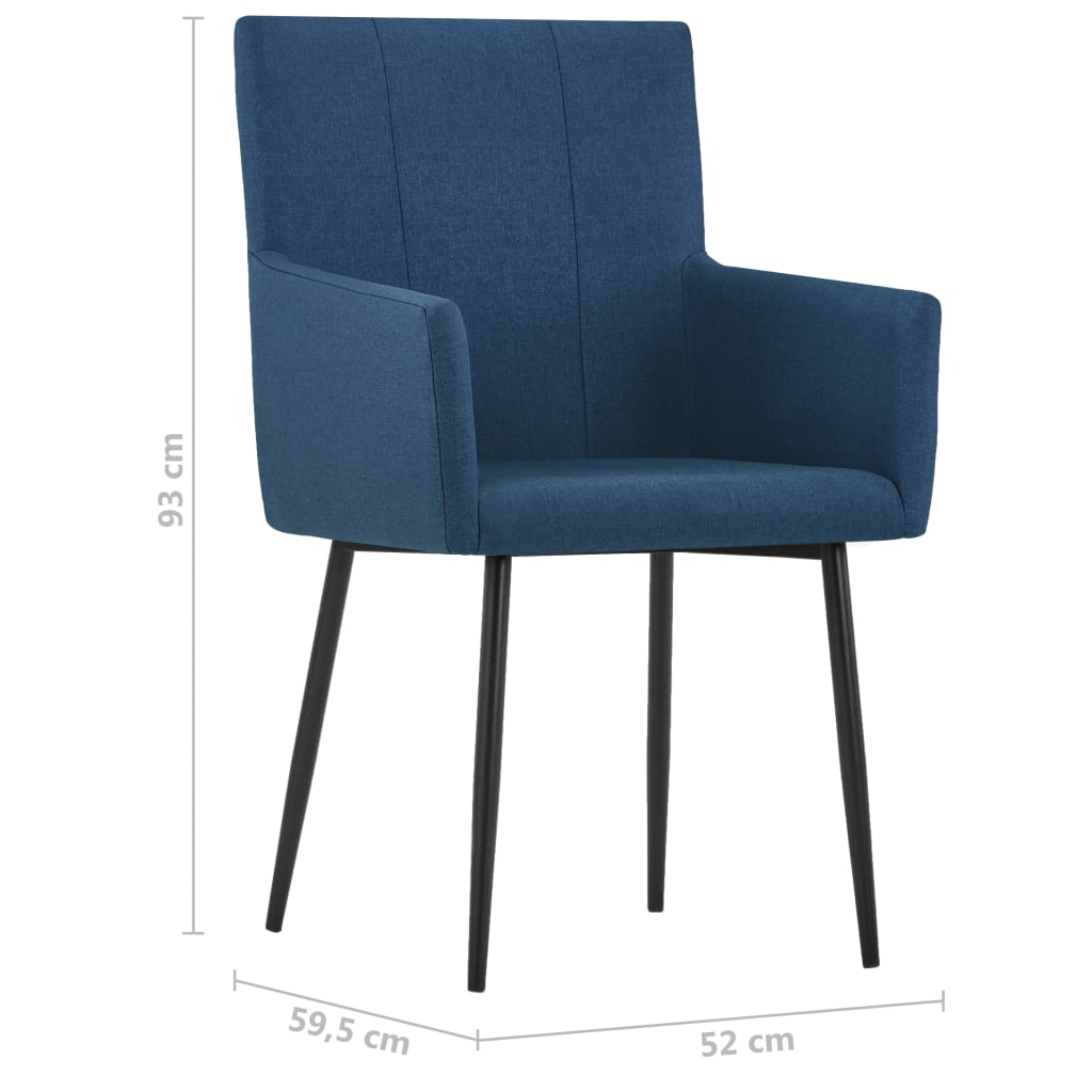 Esszimmerstühle mit Armlehnen 2 Stk. Blau Stoff