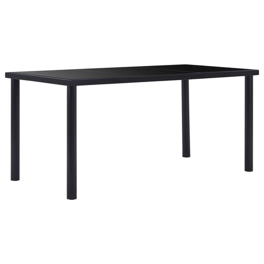 Table à manger noire 160 x 80 x 75 cm en verre trempé