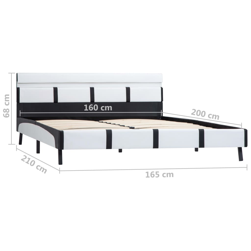 Bettgestell mit LED Weiß Kunstleder 160×200 cm