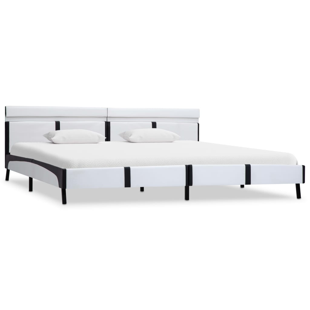 Bettgestell mit LED Weiß Kunstleder 180×200 cm