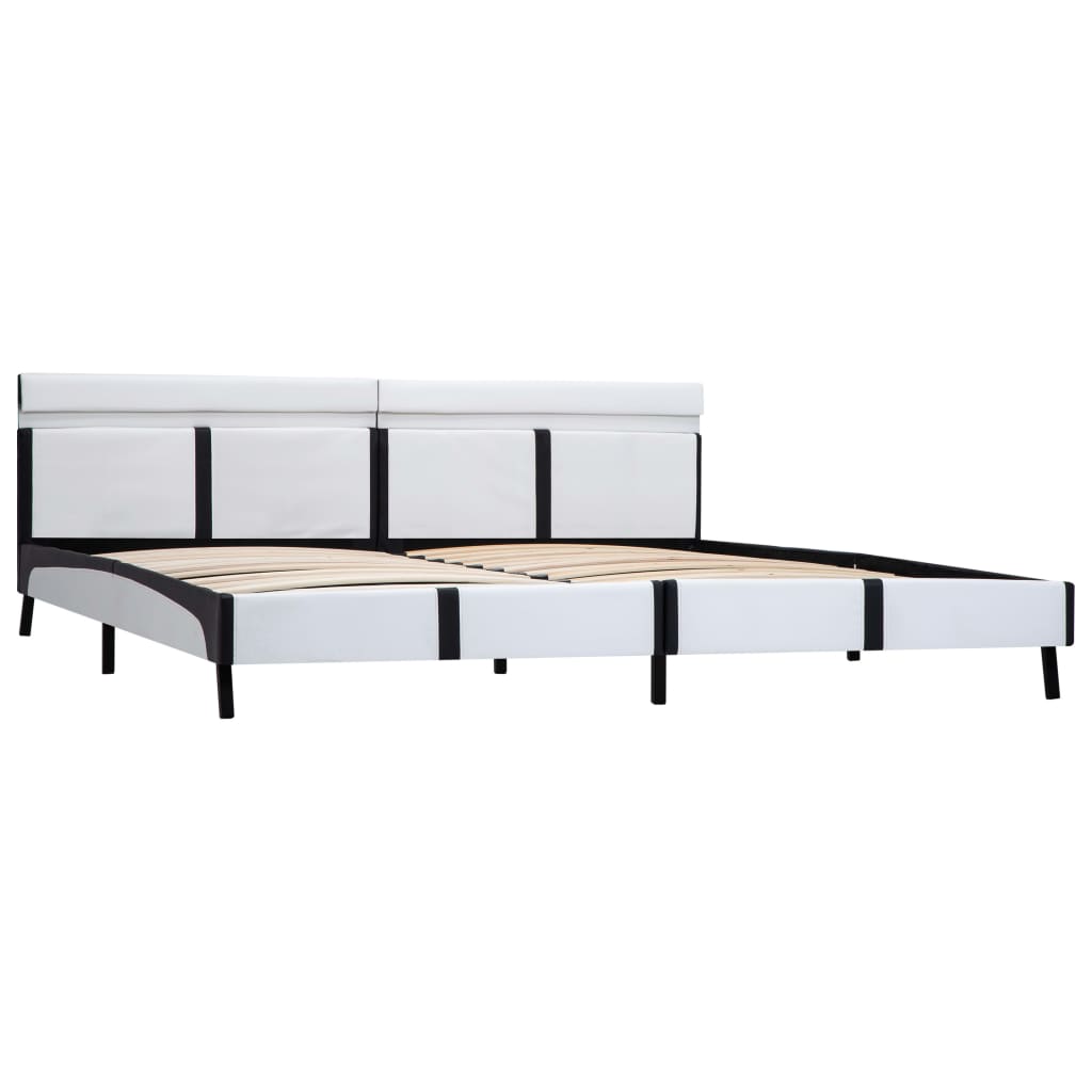 Bettgestell mit LED Weiß Kunstleder 180×200 cm