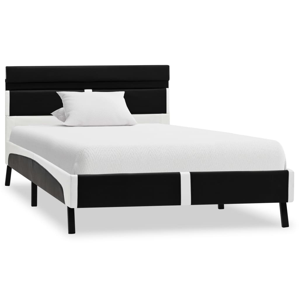 Bettgestell mit LED Schwarz Kunstleder 90x200 cm