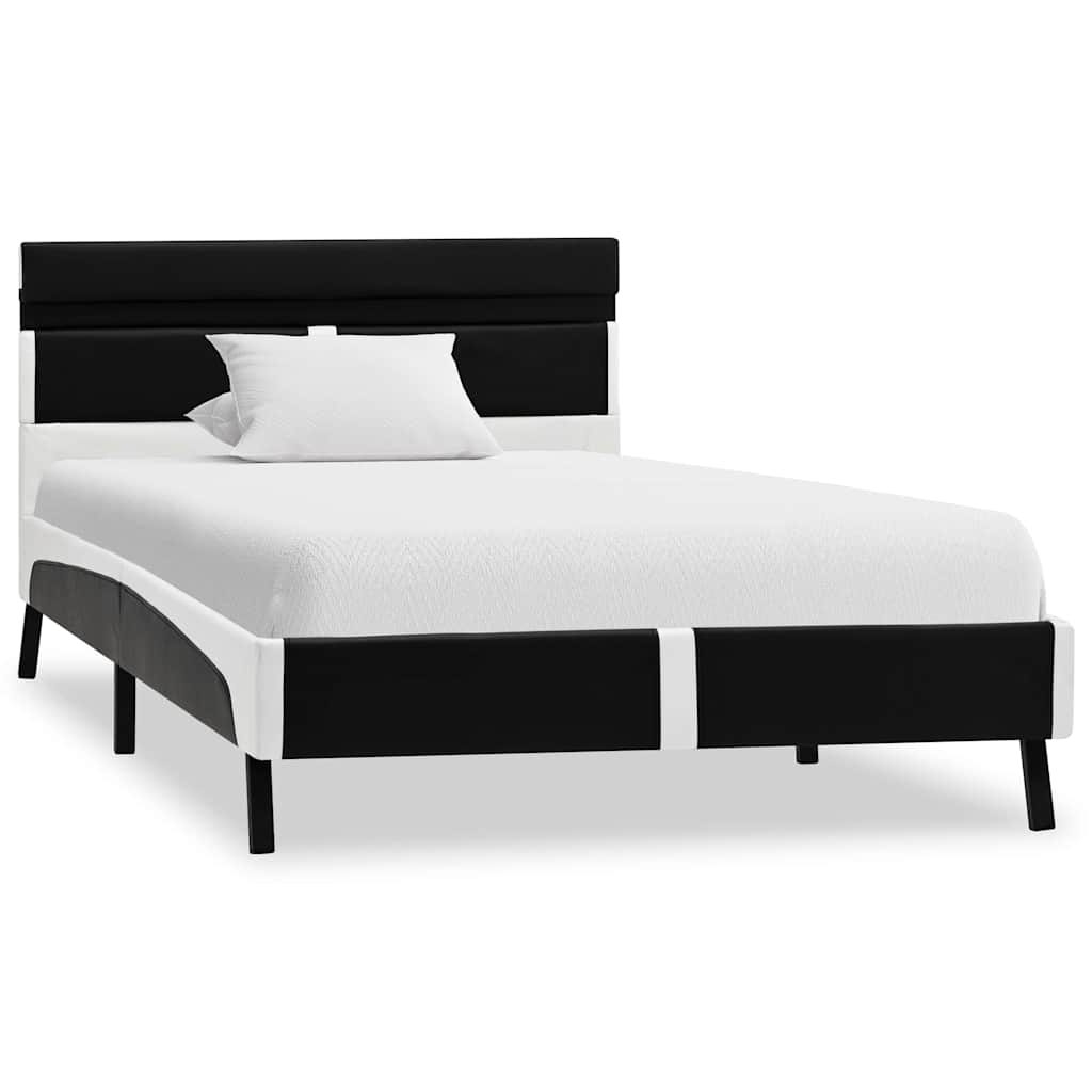 Bettgestell mit LED Schwarz Kunstleder 90x200 cm