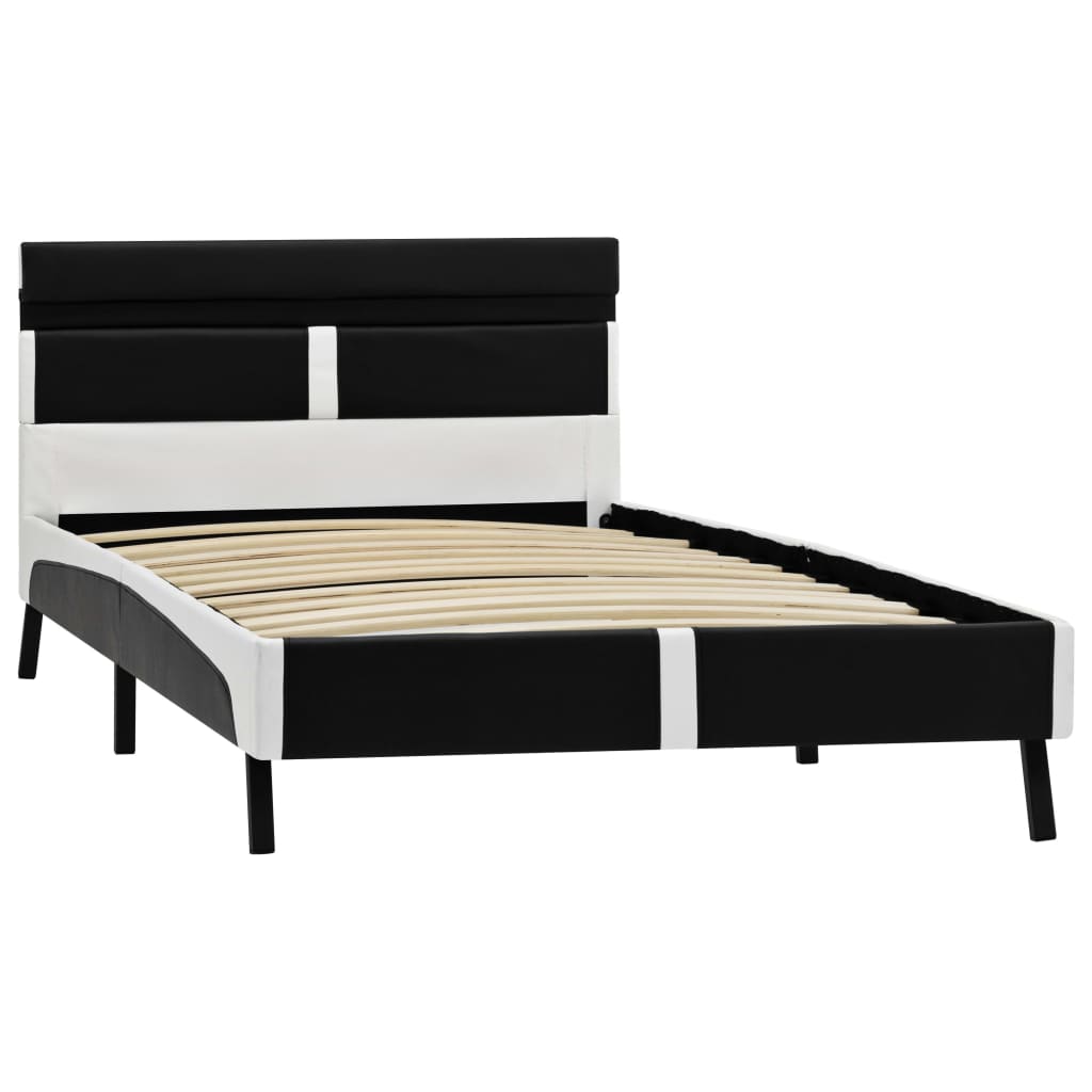 Bettgestell mit LED Schwarz Kunstleder 90x200 cm