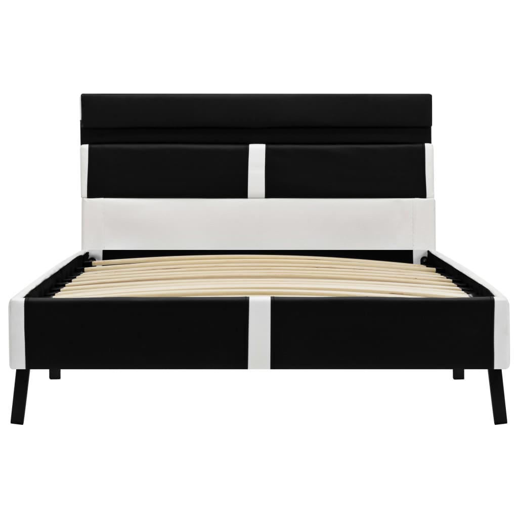 Bettgestell mit LED Schwarz Kunstleder 90x200 cm