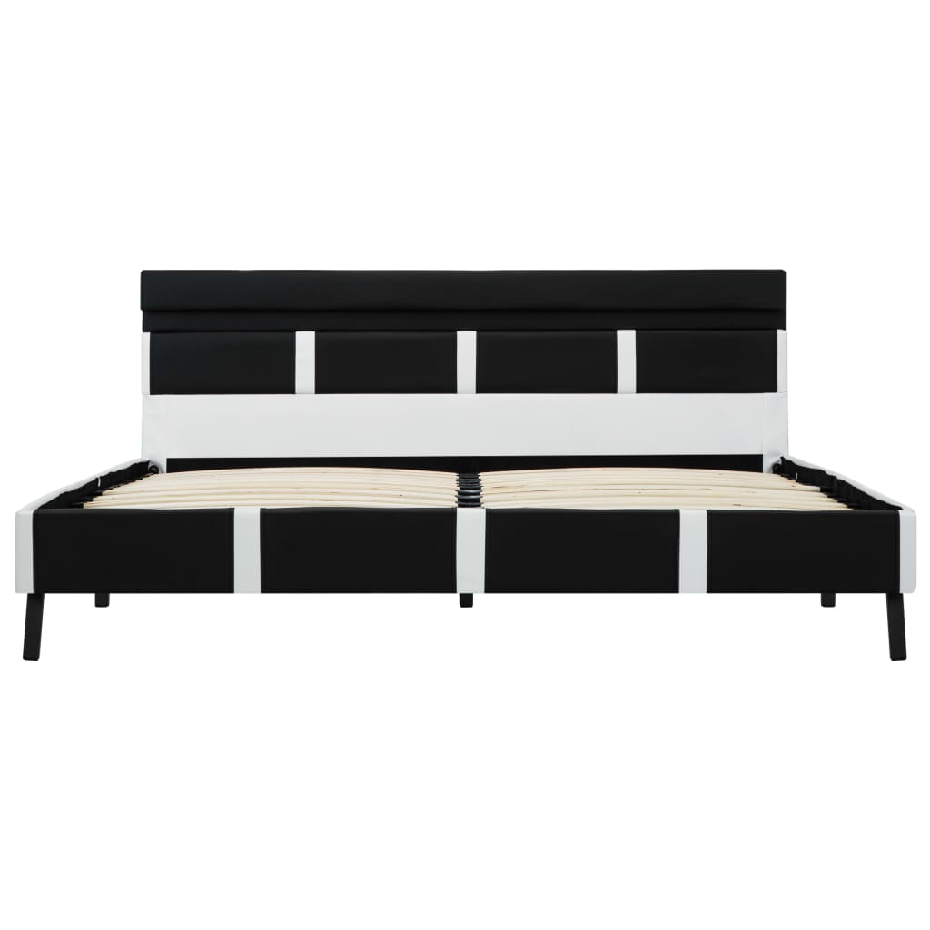Bettgestell mit LED Schwarz Kunstleder 140x200 cm