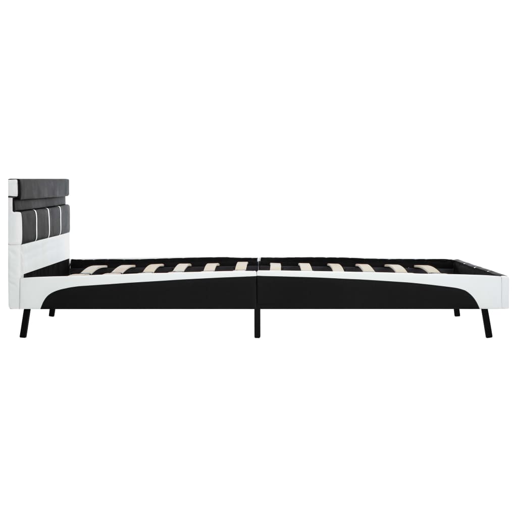 Bettgestell mit LED Schwarz Kunstleder 140x200 cm