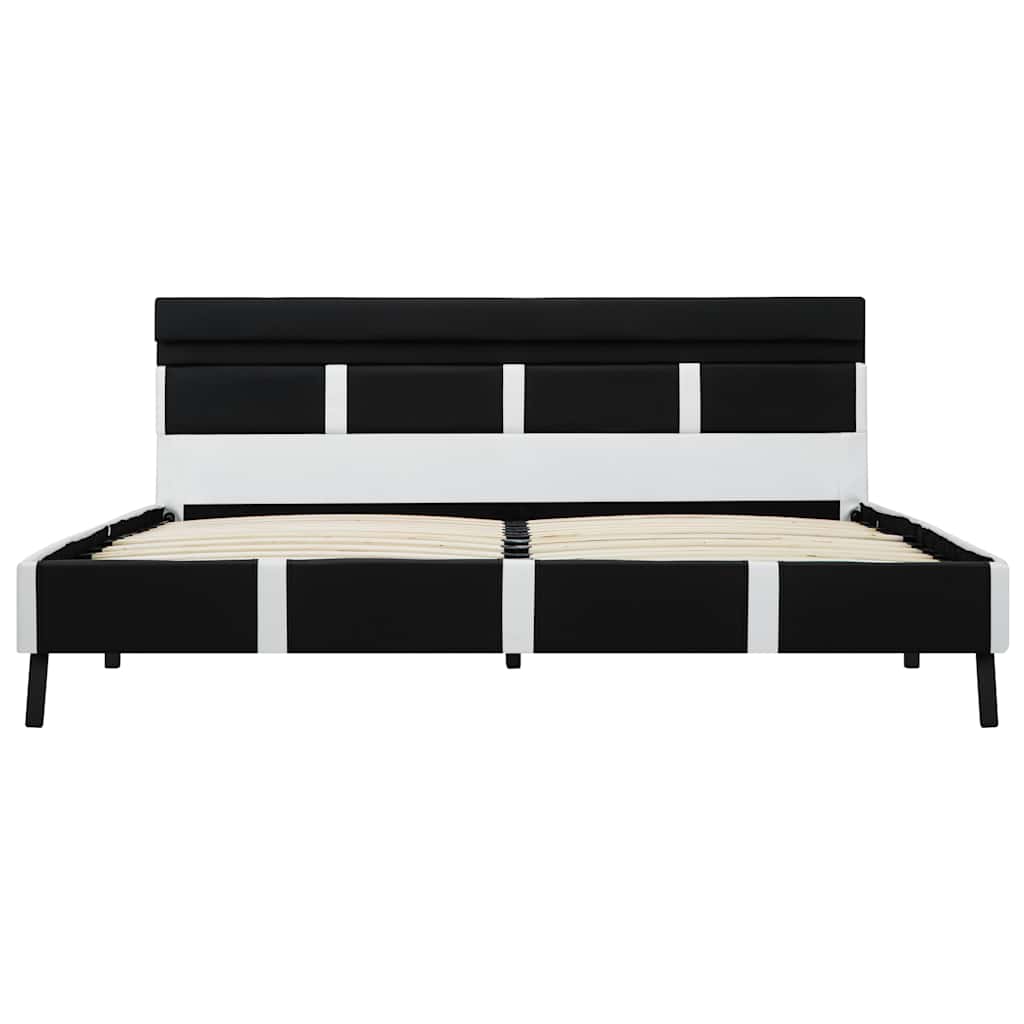 Bettgestell mit LED Schwarz Kunstleder 160x200 cm