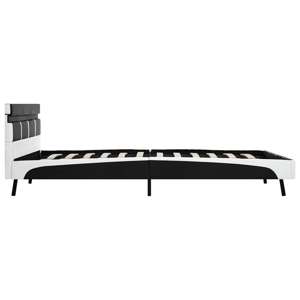 Bettgestell mit LED Schwarz Kunstleder 160x200 cm